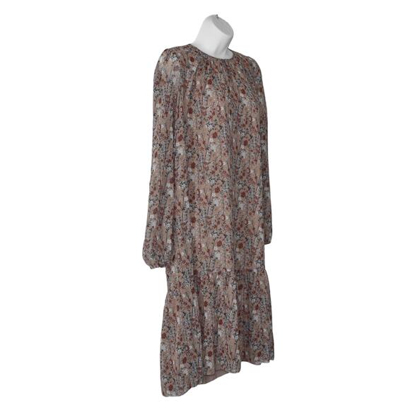 B2 NWT WILFRED Miriam Terracotta Floral Print Chiffon Midi Dress Size S/P $158 - Picture 2 of 6